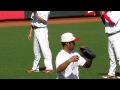 AAA championship game warm ups at AT&T Park